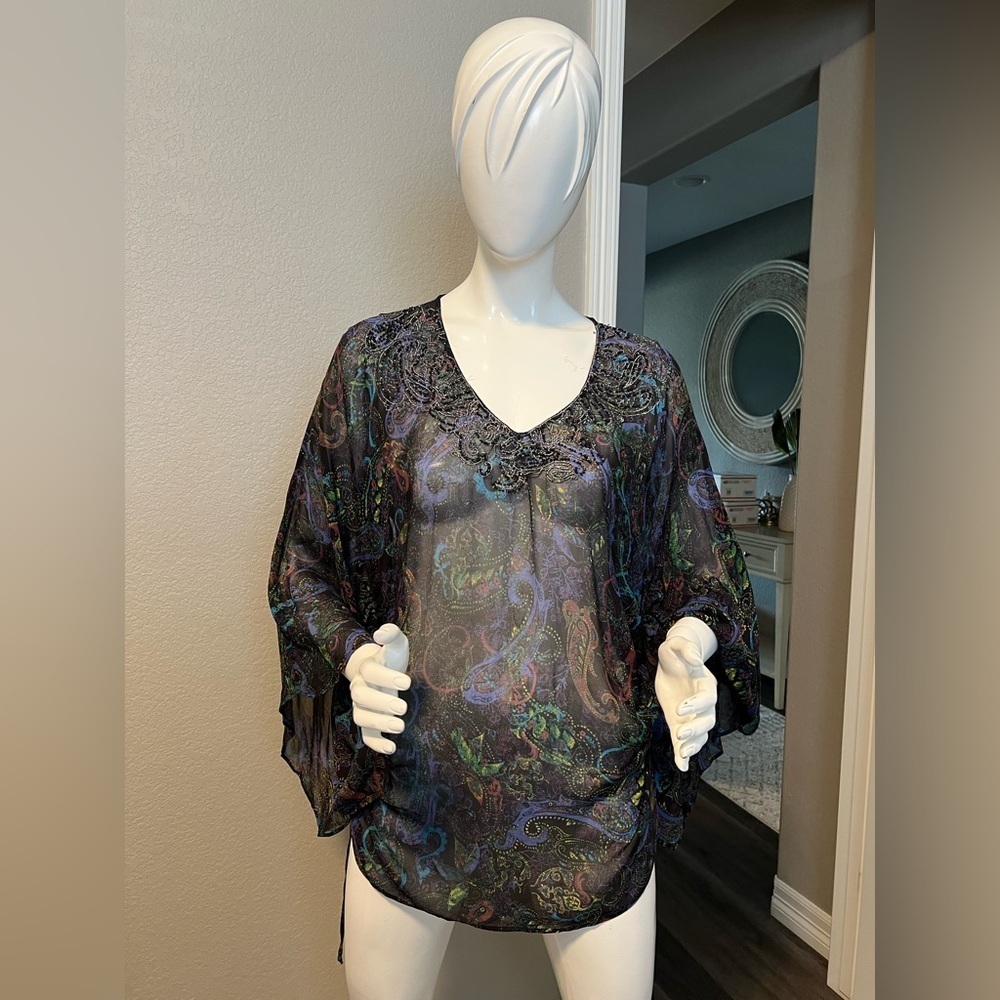 CHICO’s 100% Silk Paisley Women's Top size M